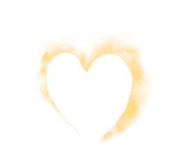 Graceful heart-shaped smoke swirls rise gently, symbolizing love and warmth. Soft yellow waves create a dreamy, intimate atmosphere, perfect for romantic visuals or cozy, heartfelt moments. PNG.