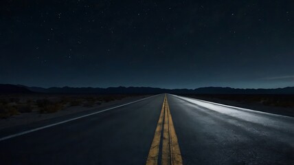 Fototapeta premium Endless Road Under a Starry Sky, road in the night,