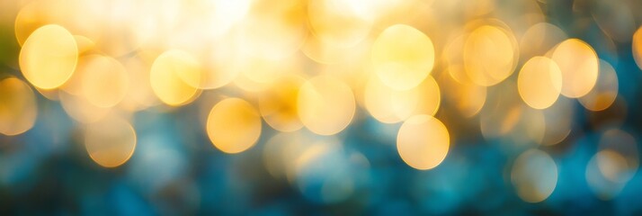 Fototapeta premium Beautiful Soft Bokeh Background With Warm Golden Tones Reflecting off Water in a Tranquil Natural Setting During Sunset