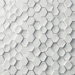 Fototapeta premium A seamless, minimalist background with monochrome hexagonal tiles arranged in a honeycomb pattern. The subtle 3D effect and light shadowing add depth while maintaining a sleek, modern look.