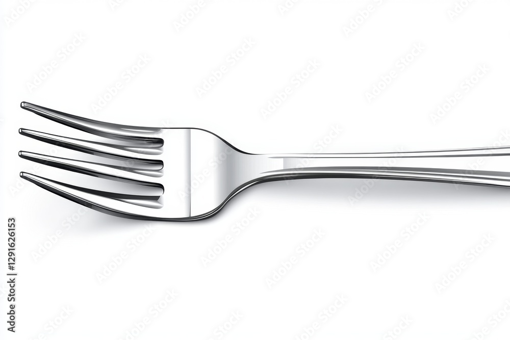 Poster stylized silver fork isolated on a white background, a simple vector illustration with smooth lines 