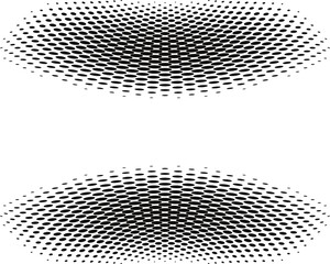 Dotted abstract shapes. Hexagonal halftone pattern. Half tone design elements in geometric tech style for logo, banner, web page, print, poster, business cards and template.