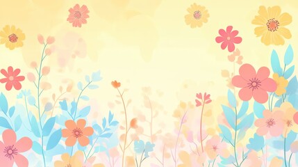 Pastel flowers in soft sunlight background. Possible use Spring, nature, floral design
