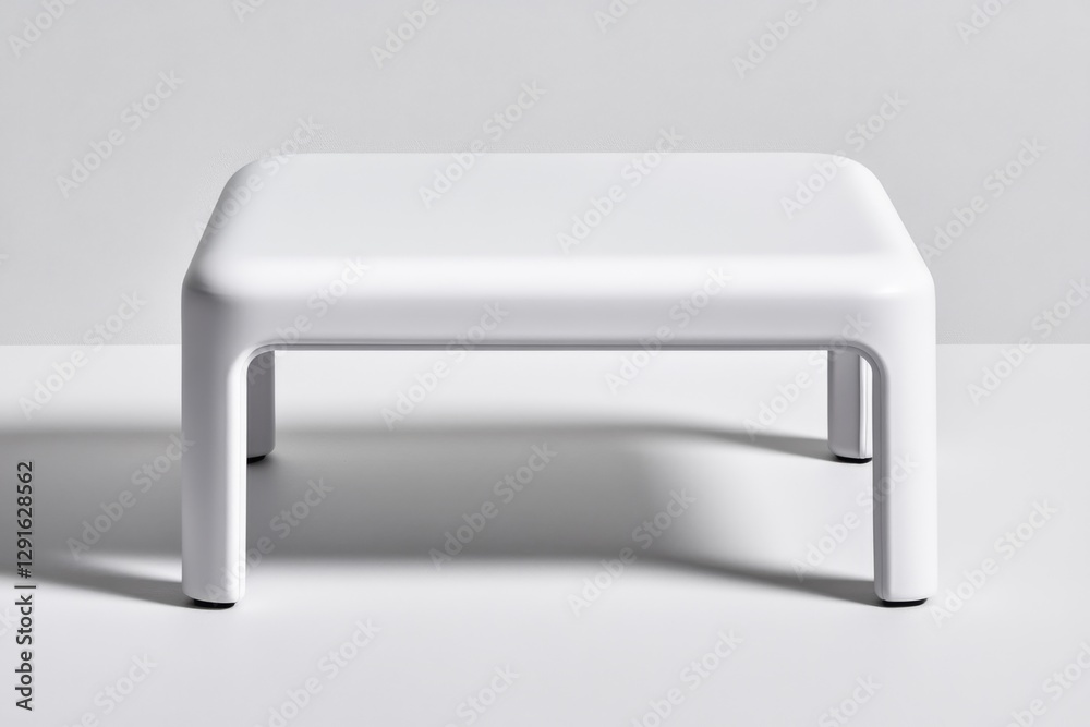 Poster white, flat, rectangular table on a white background, front view. simple and clean, high-resolution 