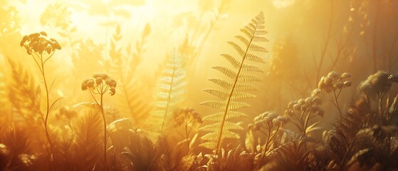 Detailed 3D representation of ancient flora during early day of Earth highlighting large fern specie mammal precursor vegetation transitioning what would later evolve into modern tree flower softly