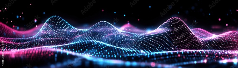 Poster abstract background featuring colorful lines and dots in a visually striking design with depth and d