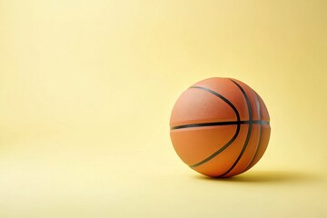 Fototapeta premium A basketball sitting on a yellow background ready for action