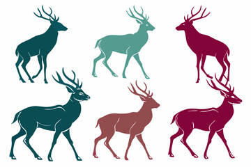 Naklejka premium set of Buck silhouette vector illustration