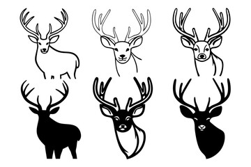 set of Buck silhouette vector illustration