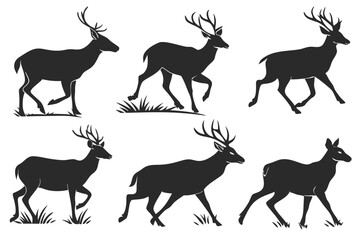 set of Buck silhouette vector illustration