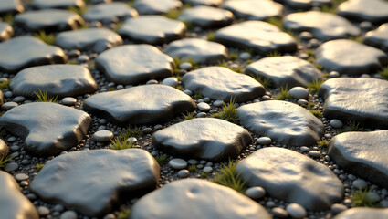 Obraz premium Ancient Stone Walkway: Timeworn Pebble Path