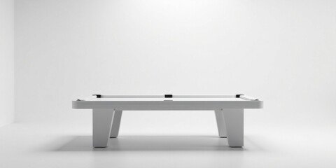 Sleek Minimalist White Pool Table in a Modern Studio Setting