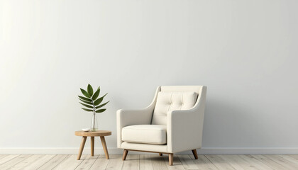 Minimalist White Leather Armchair Scandinavian Living Room Decor