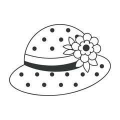 Stylized Hat with Flower Embellishments Icon.