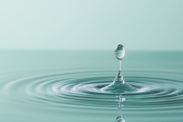 Wassertropfen erzeugt Kreise auf ruhiger Wasseroberfl&auml;che

