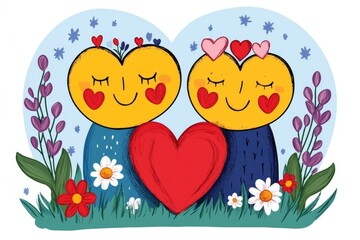 a 2D cartoon illustration of a person singing a love song into a microphone, emotional and sweet, white background