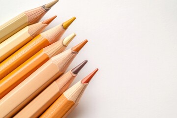 Fototapeta premium Colorful pencils arranged neatly, showcasing various shades of o