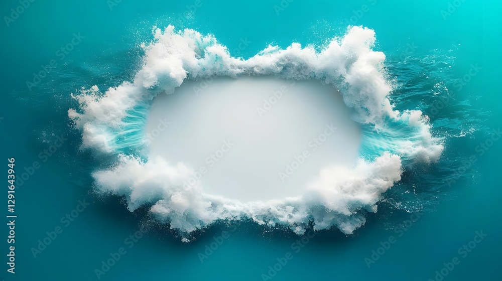 Poster mesmerizing and tranquil image of symmetrical ocean waves crashing against a deep blue backdrop crea