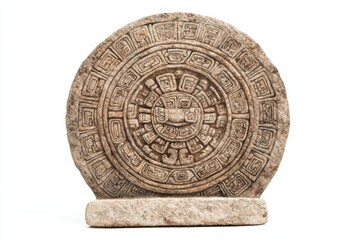 Watercolor illustration of a mayan calendar cultural heritage art clipart ancient environment creative viewpoint, isolated on white background