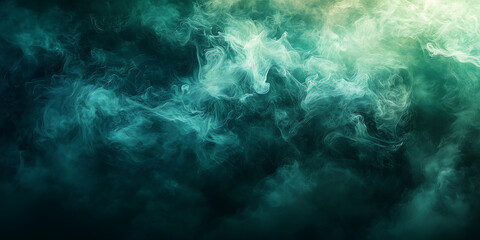 Obraz premium Mysterious green smoke swirling against a dark background creates a captivating abstract visual