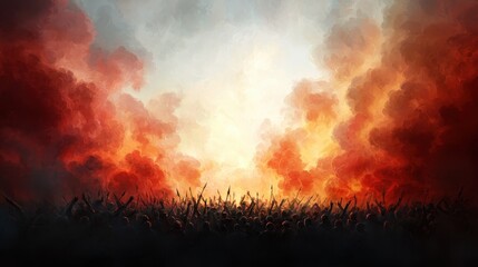 Fototapeta premium Epic Large-Scale Rebellion Against Oppression with Dramatic Sky and Passionate Crowd