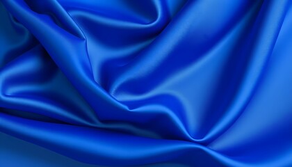 Obraz premium Elegant folds of royal blue satin fabric for backgrounds