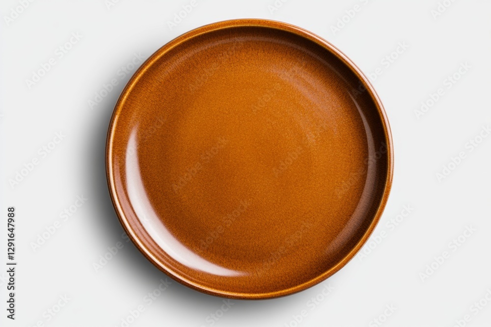 Aufkleber a beige serving plate on a white background, top view, flat lay. the serving dish is empty and has n