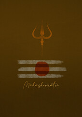appy maha Shivratri with trisulam, a Hindu festival celebrated of lord shiva night, english calligraphy. abstract vector illustration design. hindi text meaning 