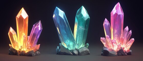 game crystal gem stone magic diamond icon ice jewel cartoon fantasy green cave gemstone rock background design treasure button gold item jewelry asset set isolated element illustration texture blue pu