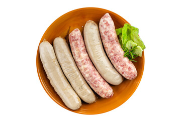 sausages raw meat pork, beef, chicken, lamb fresh tasty food dish gourmet food background on the...
