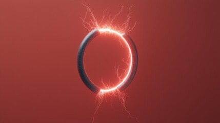Visual Metaphor of Affinity Between Two Magnets with Electric Sparks on a Red Background