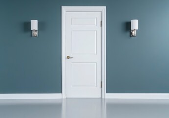 Modern Interior Door with Stylish Wall Sconces on Calm Background