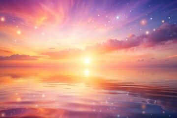 Summer sunset background with peach orange, pastel pink, lilac purple gradients for warmth. Add bright spots for sunlight on water. A slight blur enhances softness and relaxation.