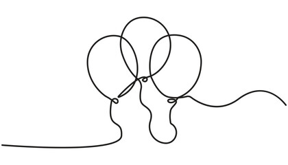 Balloon icon. Birthday balloon continuous one line drawing celebration concept. Party balloon