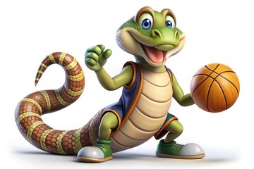 The snake mascot has a sleek, curvy body, midsection coiled as if ready to spring. Its head is high with sharp, bright eyes. It wears a sleeveless jersey with a bold number and armbands