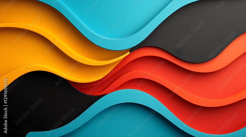 Poster mesmerizing retro wave patterns with bold color contrast in dynamic symmetry creating a futuristic d