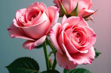 flower arrangement with roses on a colored background