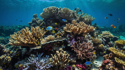 Coral reef with fish, underwater view
