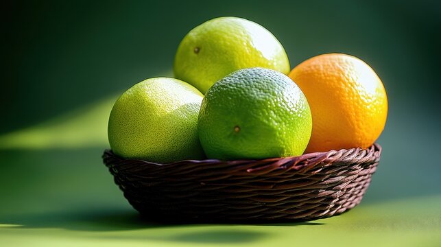 Refreshing Citrus Fruits in a Basket