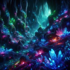 Obraz premium Fantastic Bioluminescent Cave 