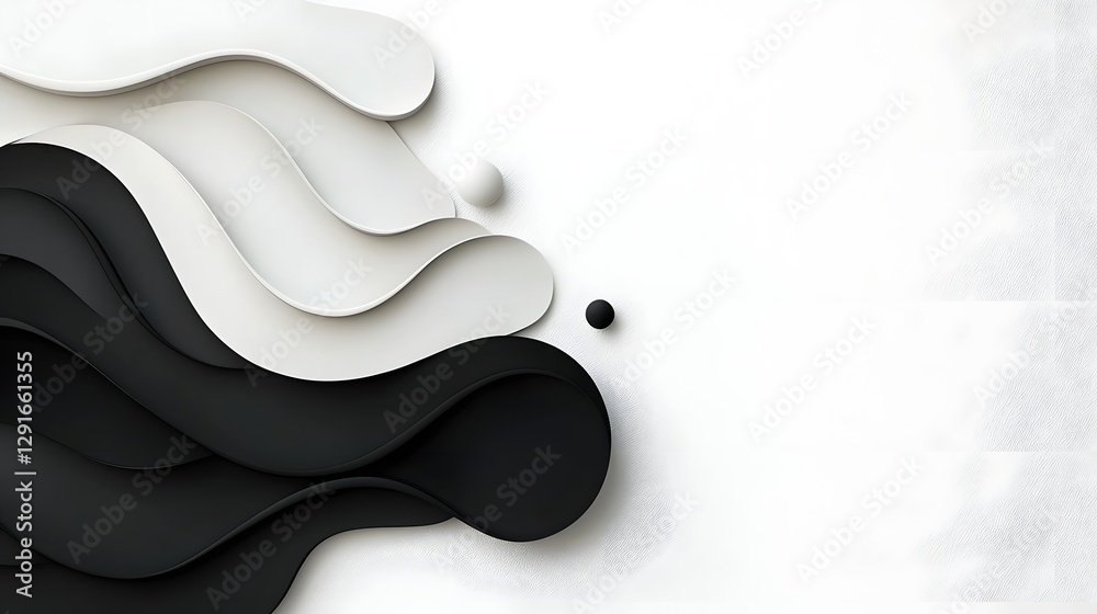 Poster minimalist black and white abstract gradient wave design with a smooth elegant and modern aesthetic 