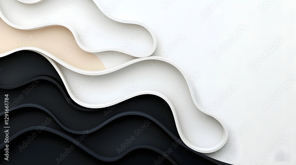 Poster minimalist modern abstract background featuring a smooth flowing gradient in shades of black and whi