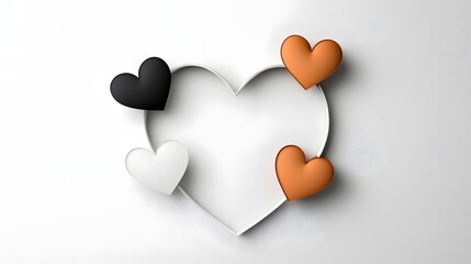 Minimalist Heart Outline Shapes on Clean White Modern Background  Simple Elegant Graphic Design for Valentines Wedding Greeting Cards or Romantic