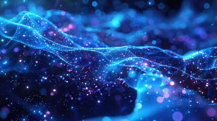 Glowing blue and magenta data streams, abstract digital fabric, glowing particles, flickering, bokeh, Digital Abstraction Background