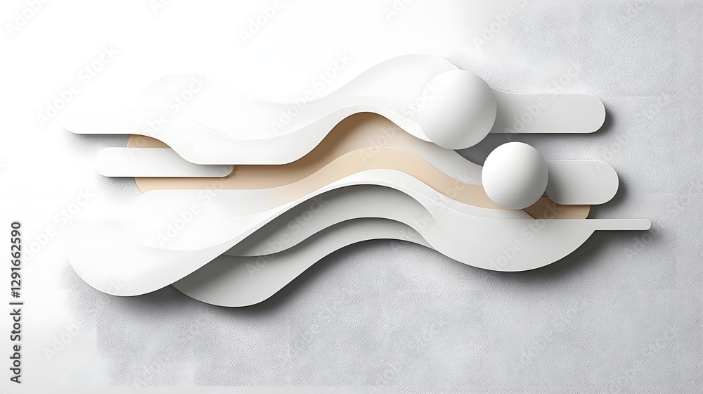 Poster minimalist modern paper cutout layers with soft monochrome edges and a clean elegant center composit
