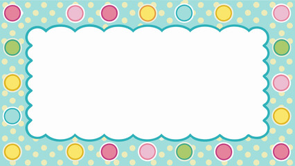 Playful polka dot border frame repeat pattern. Ideal for baby showers, birthday invites, or whimsical stationery designs. Surface pattern design