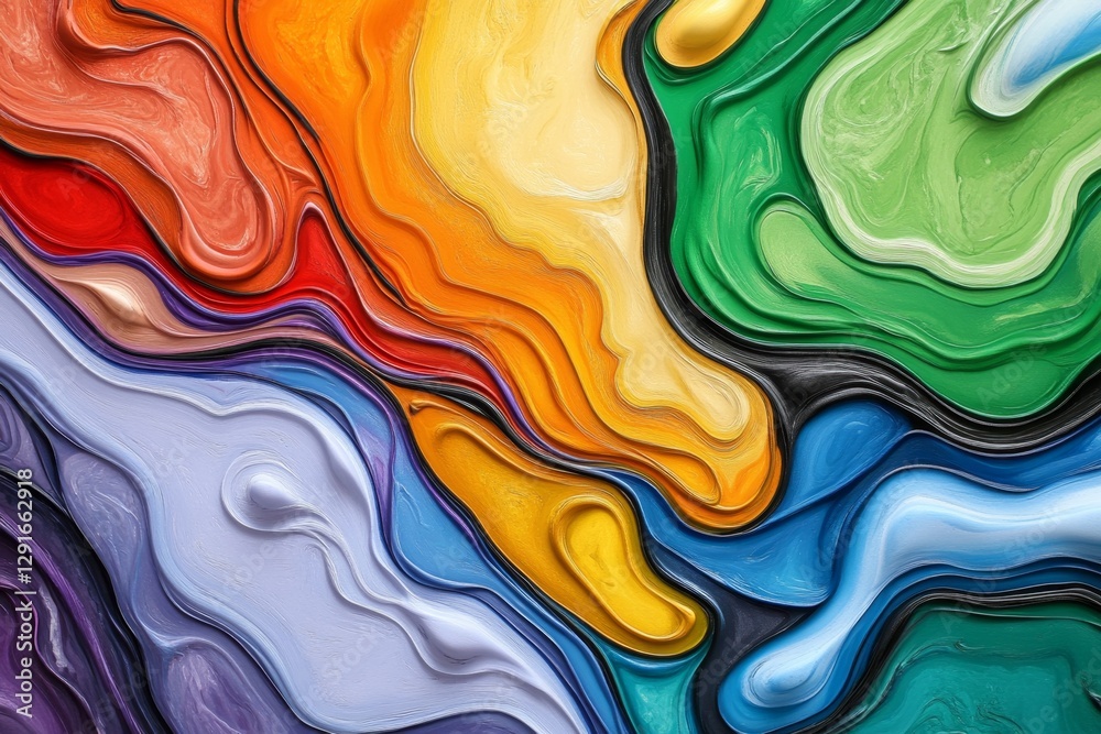 Poster An abstract background with swirling colors and patterns, reminiscent of the universe in chaos. A beautiful multicolored liquid swirls together, creating an atmosphere that feels both dynamic