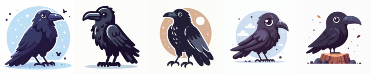 vector set of black crows