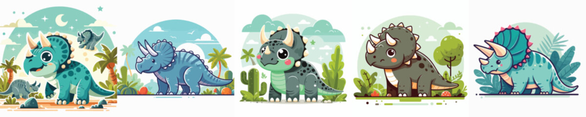 cute and adorable Triceratops vector