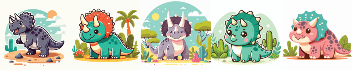 cute and adorable Triceratops vector